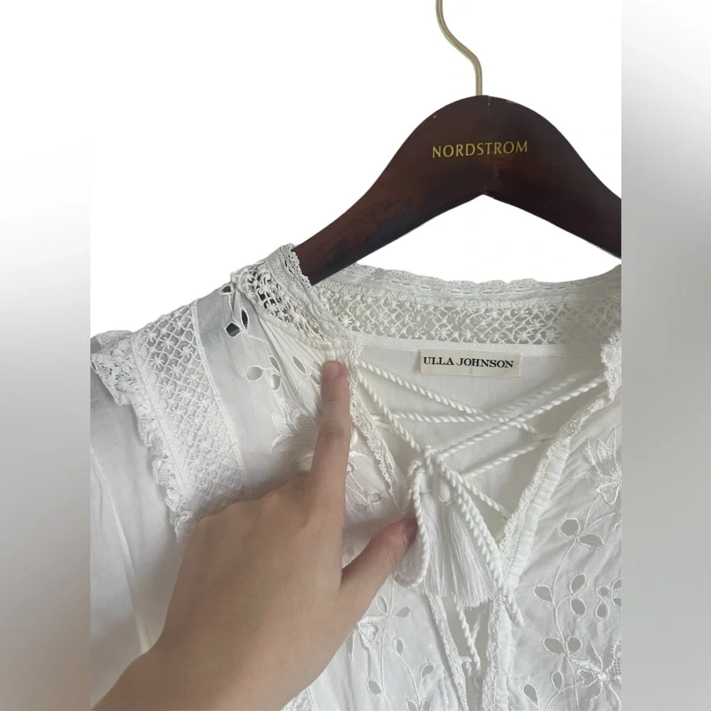 Ulla Johnson Madison Dress Blanc White Eyelet Tiered Ruffle Size 4